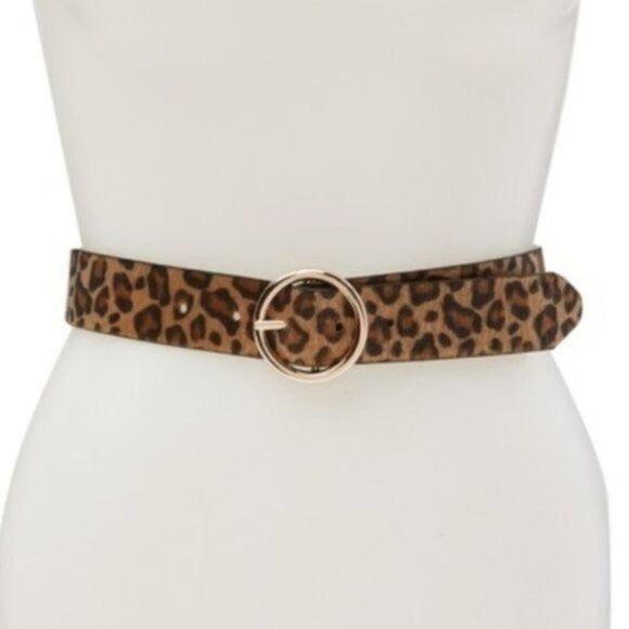 LINEA PELLE Boutique Faux Fur Leopard Printed Belt 